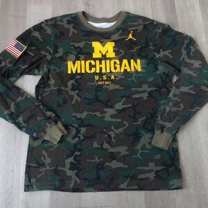 University of Michigan Nike Air Jordan camo crewneck long sleeve graphic tee